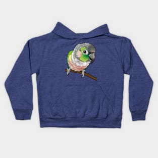 Super Cute Green Opal Yellow Side Conure Kids Hoodie